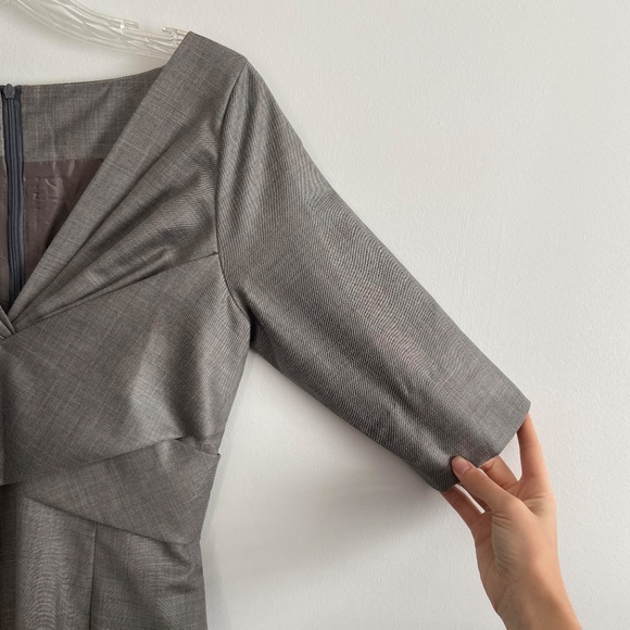 VINTAGE YSL SILK COTTON RARE PREPPY OFFICE ACADEMIA V NECK WRAP COCKTAIL DRESS - Picture 4 of 11